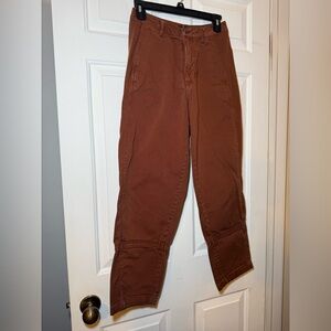 Quince Woman’s Rust Brown Pants Jeans Size 4 Cotton High Rise Wide Legs